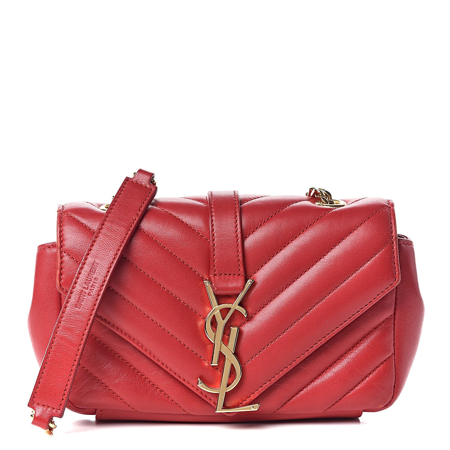 Saint Laurent Nappa Matelasse Chevron Classic Monogram Baby Chain Bag New Red 1 of 12