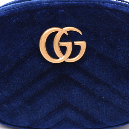 Gucci Velvet Matelasse GG Marmont Belt Bag 85 34 Cobalt Blue 9 of 9