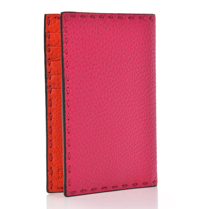 Fendi Cuoio Romano Selleria Bi-Color Passport Cover Fuxia Papavero 3 of 7