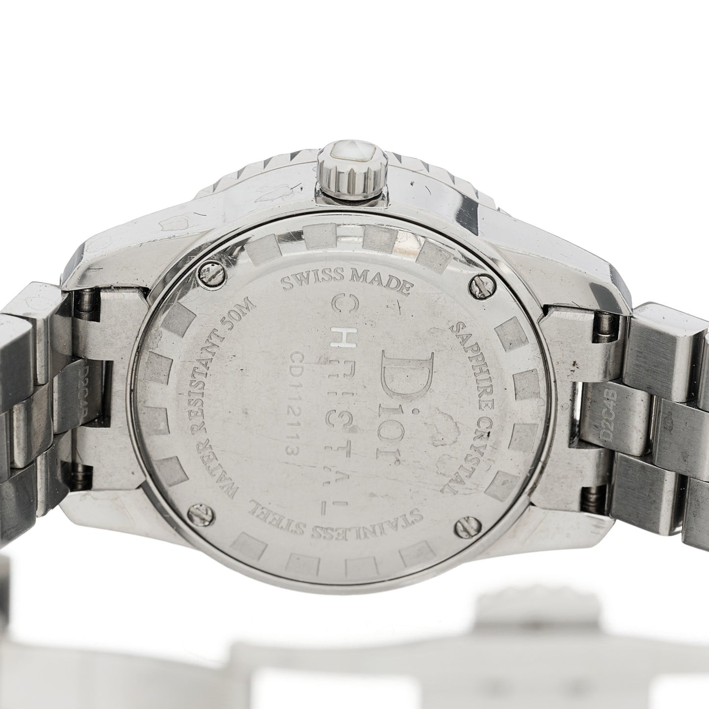 Stainless Steel Diamond Sapphire 33mm Christal Quartz Watch White