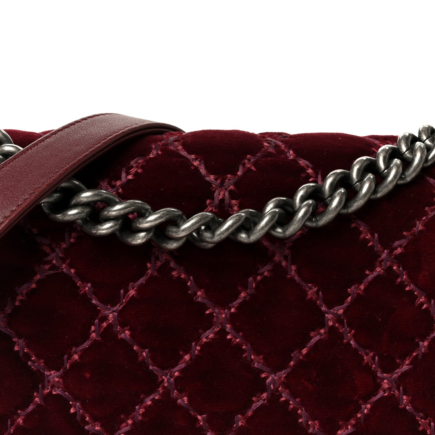 Chanel Velvet Tweed Quilted Medium Boy Flap Burgundy 8 of 10