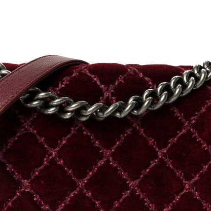 Chanel Velvet Tweed Quilted Medium Boy Flap Burgundy 8 of 10