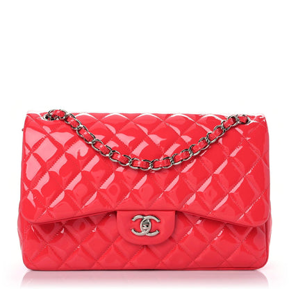 Chanel Patent Quilted Jumbo Double Flap Fuchsia 1 of 12