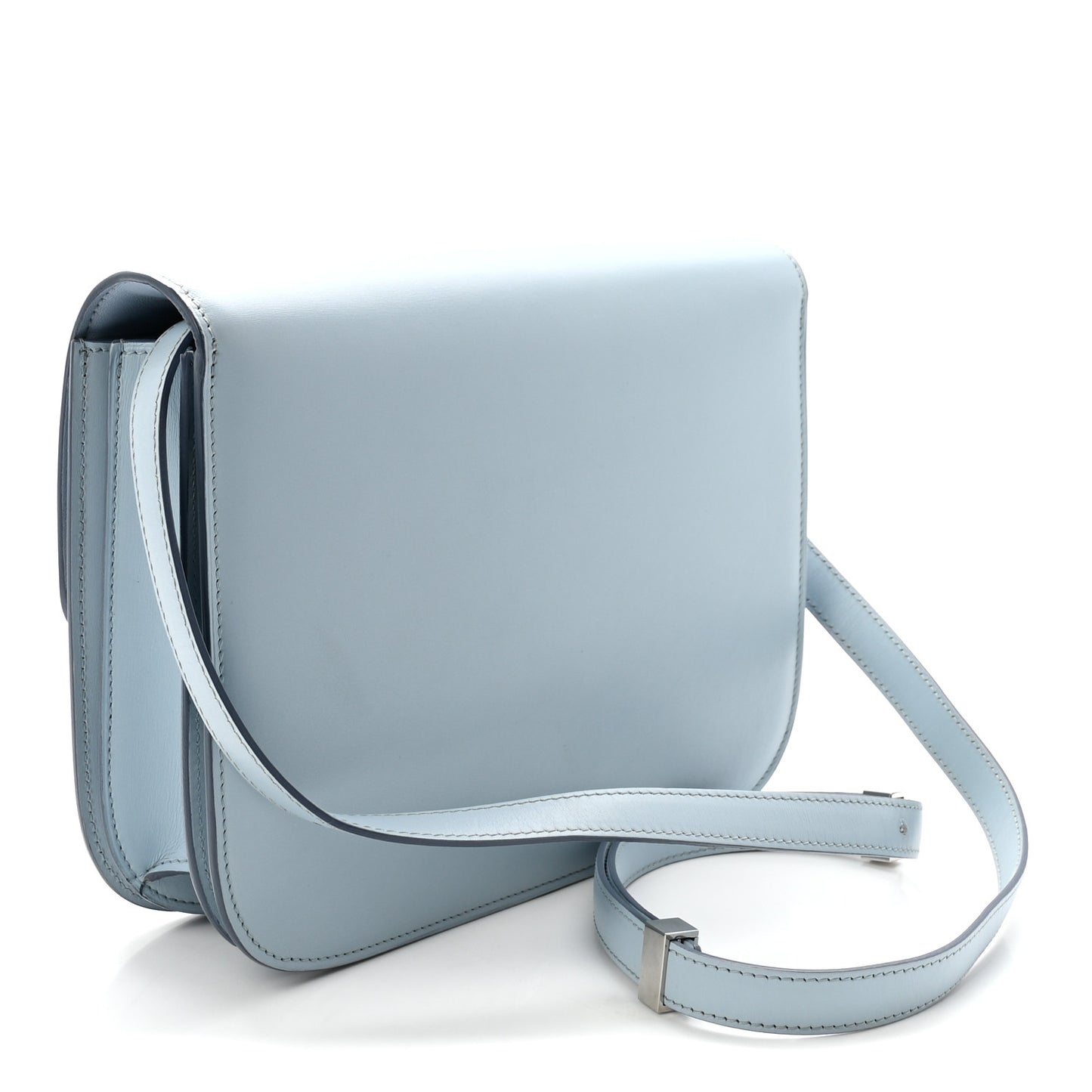 Box Calfskin Medium Classic Box Flap Bag Pale Blue