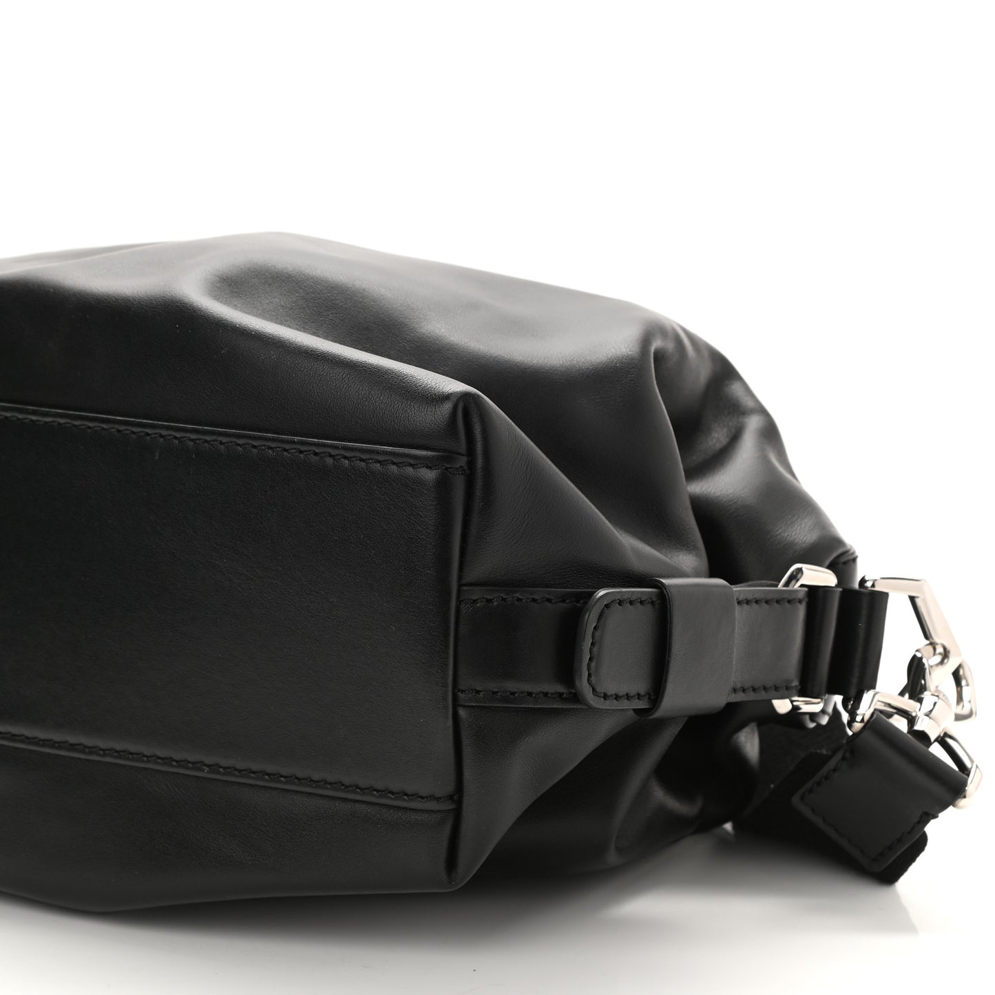 Waxed Calfskin Small Nightingale Logo Strap Black