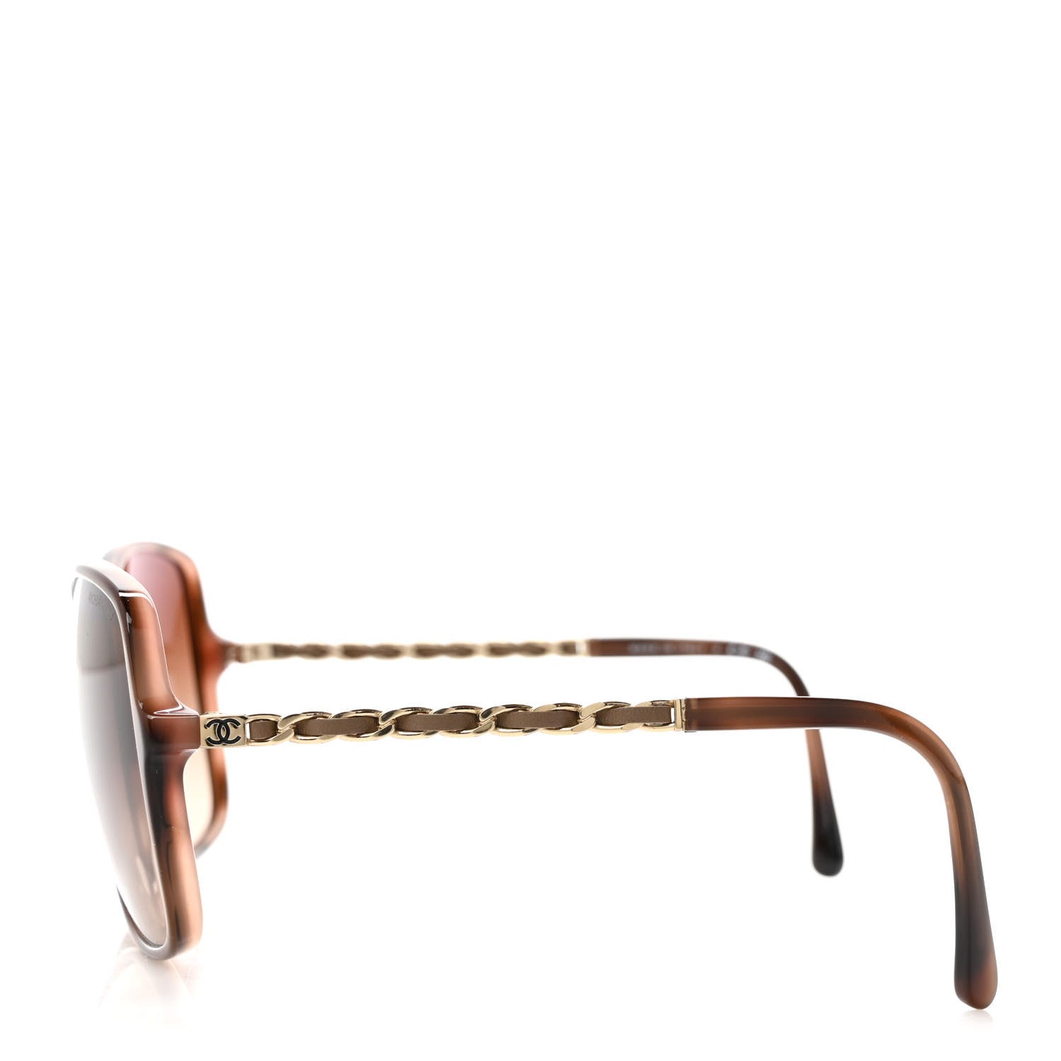 Chanel Acetate Metal Lambskin Chain Square Sunglasses 5210-Q Brown 3 of 8