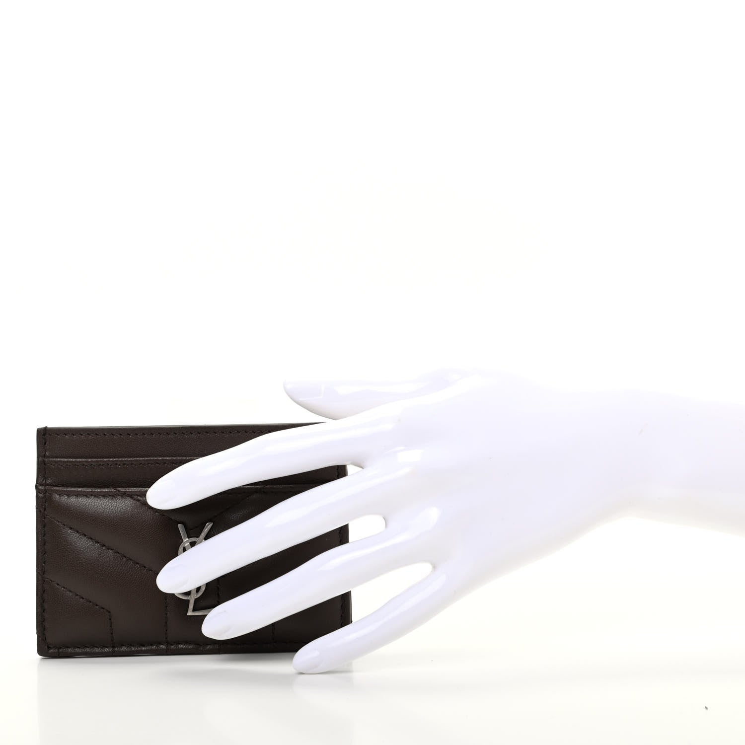Saint Laurent Calfskin Y Quilted Monogram LouLou Credit Card Case Faggio 2 of 8