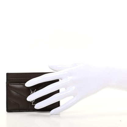 Saint Laurent Calfskin Y Quilted Monogram LouLou Credit Card Case Faggio 2 of 8