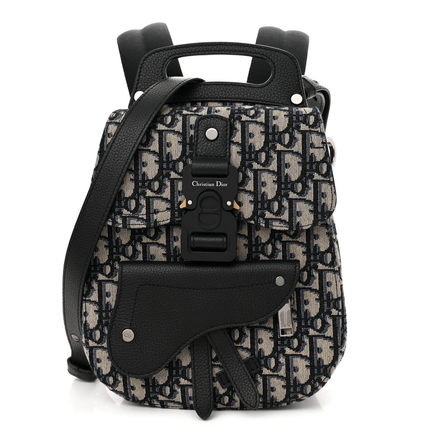 HOMME Oblique Calfskin Mens Mini Saddle Backpack Navy Blue
