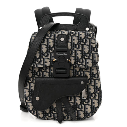 Christian Dior HOMME Oblique Calfskin Mens Mini Saddle Backpack Navy Blue 1 of 11