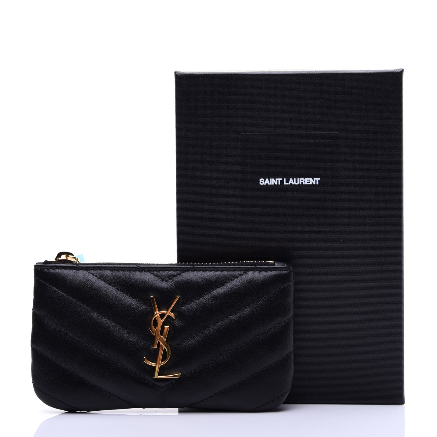Calfskin Matelasse Monogram Key Pouch Black