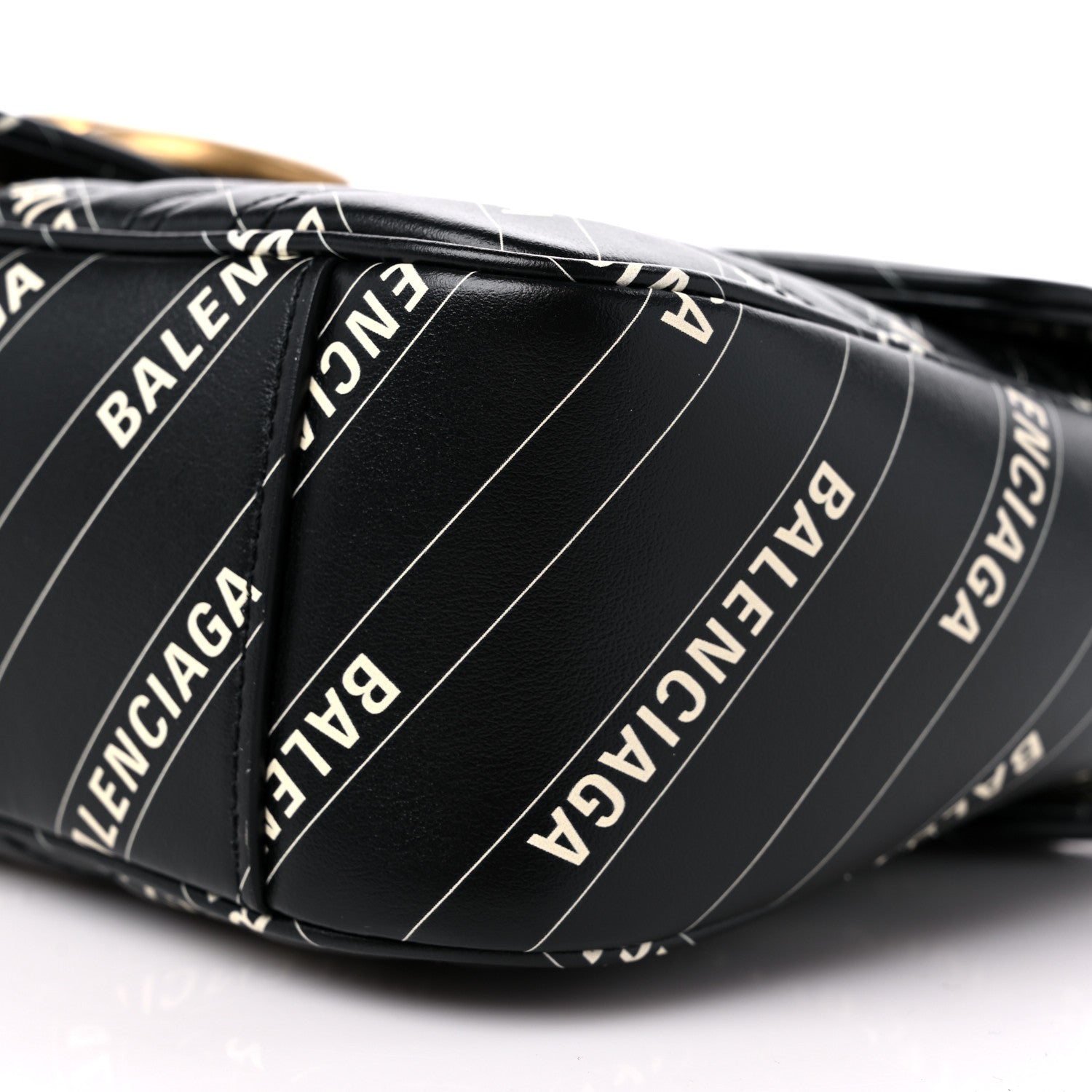 Gucci X BALENCIAGA Calfskin Matelasse Logo Print Small GG Marmont Shoulder Bag Black 9 of 9