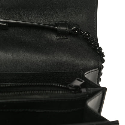Saint Laurent Patent Matelasse Chevron Monogram Chain Wallet Black 11 of 18