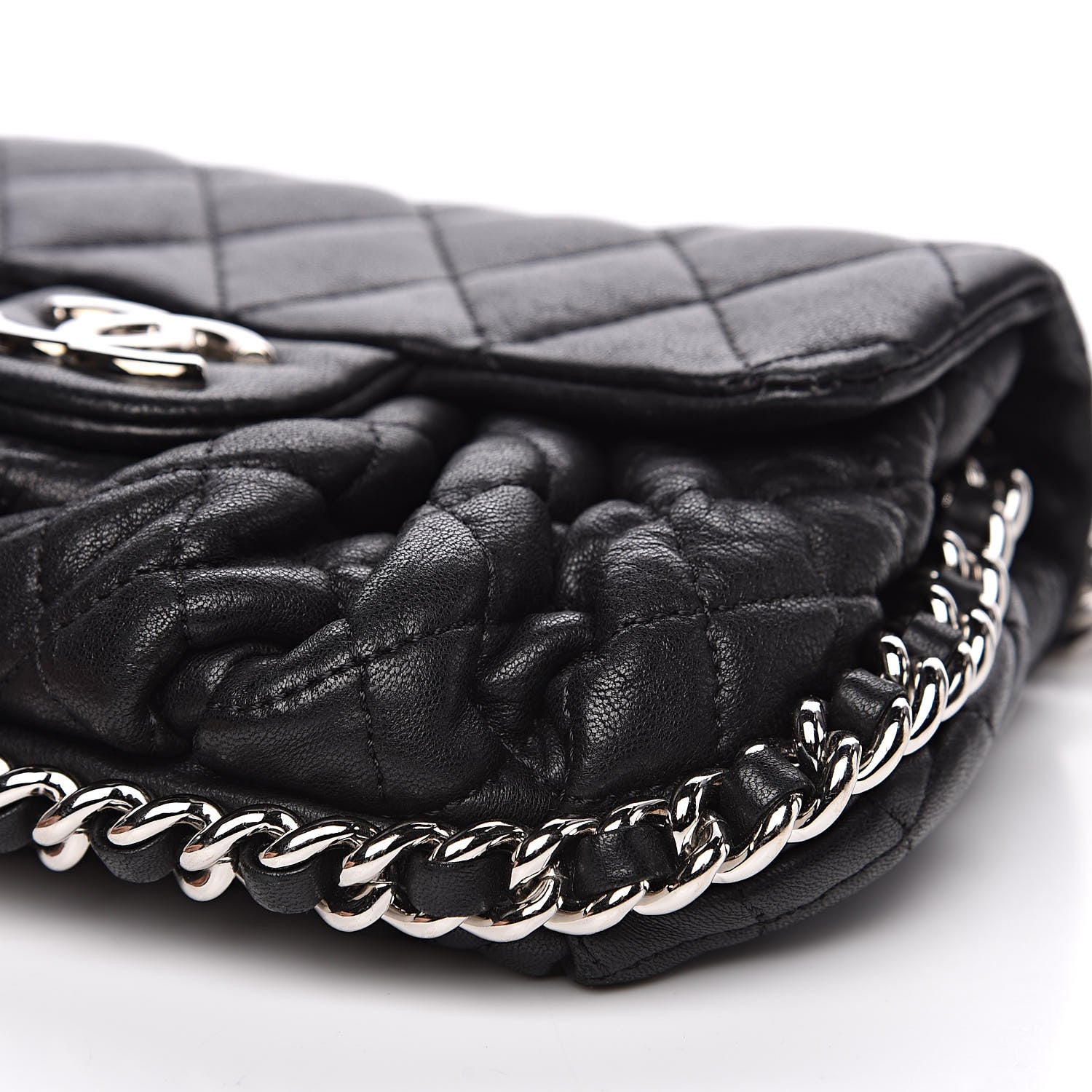 Chanel Washed Lambskin Quilted Mini Chain Around Flap Black 10 of 12