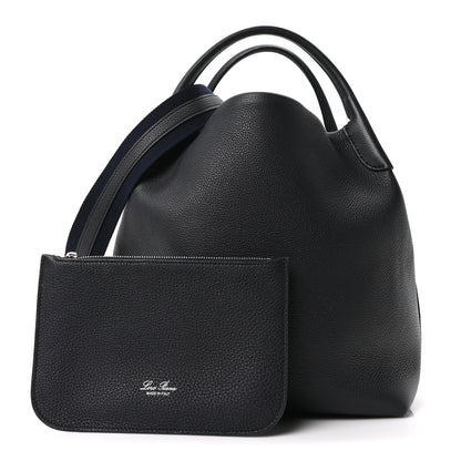 Loro Piana Grained Calfskin Large Bale Bag Navy Blue 3 of 10
