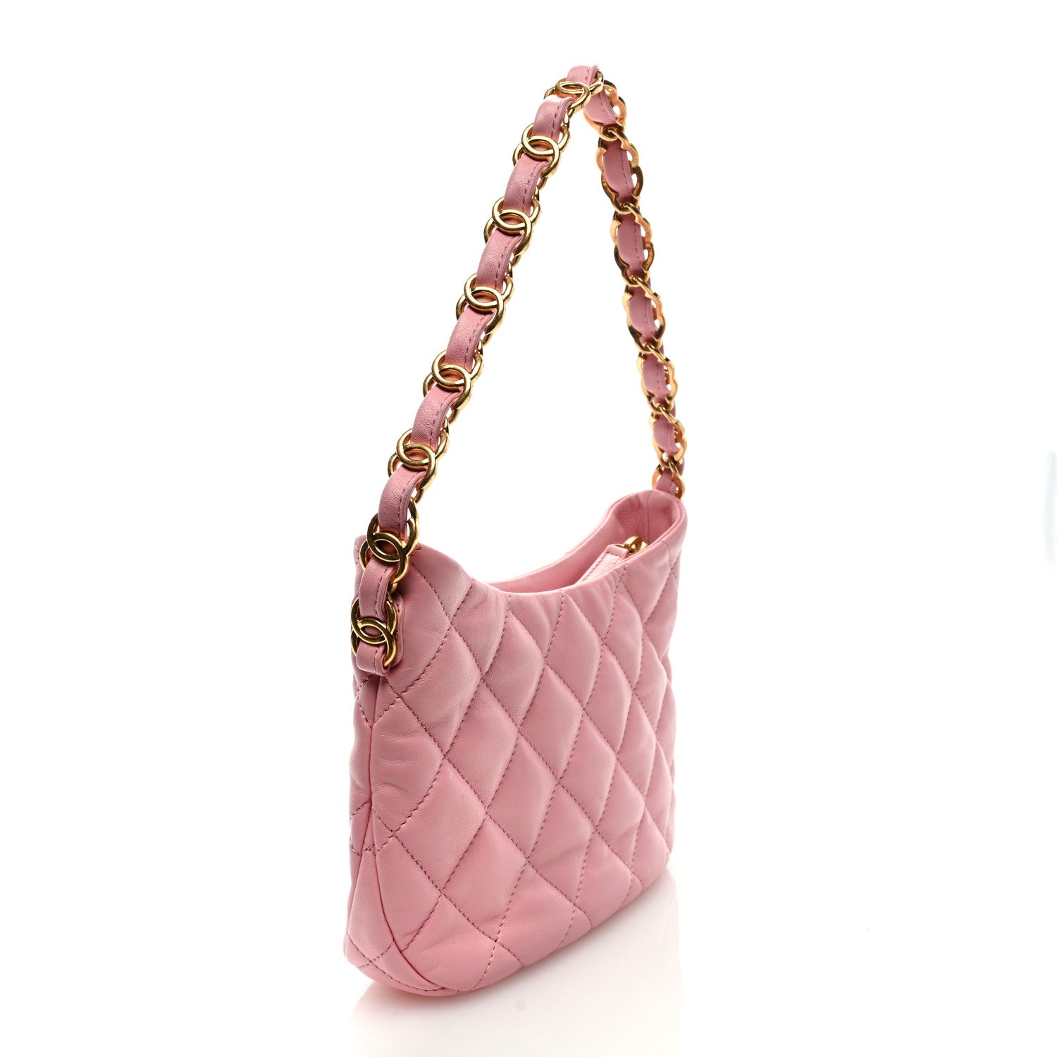 Chanel Lambskin Quilted CC Links Hobo Light Pink 2 of 9