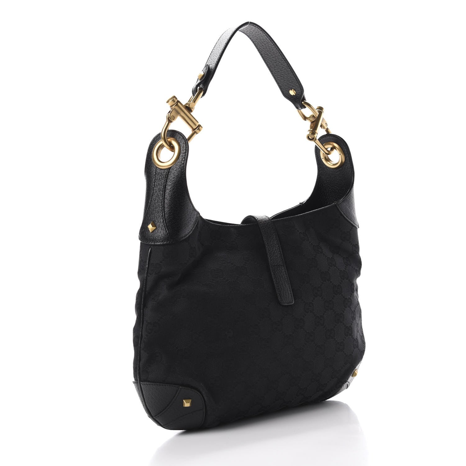 Gucci Monogram Piston Lock Jackie O Hobo Black 3 of 10