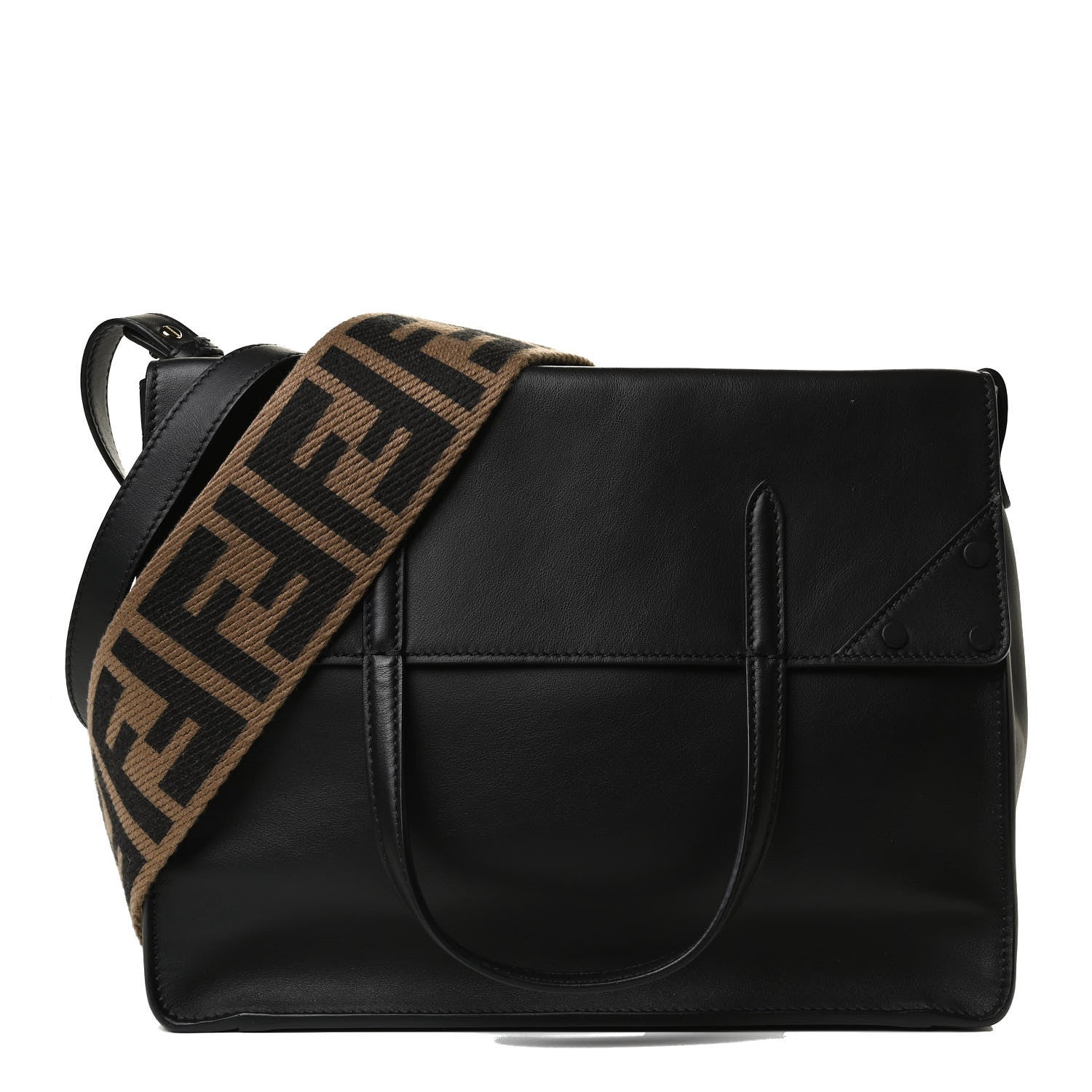Fendi Vitello Grace Matte Large Flip Tote Black 1 of 16