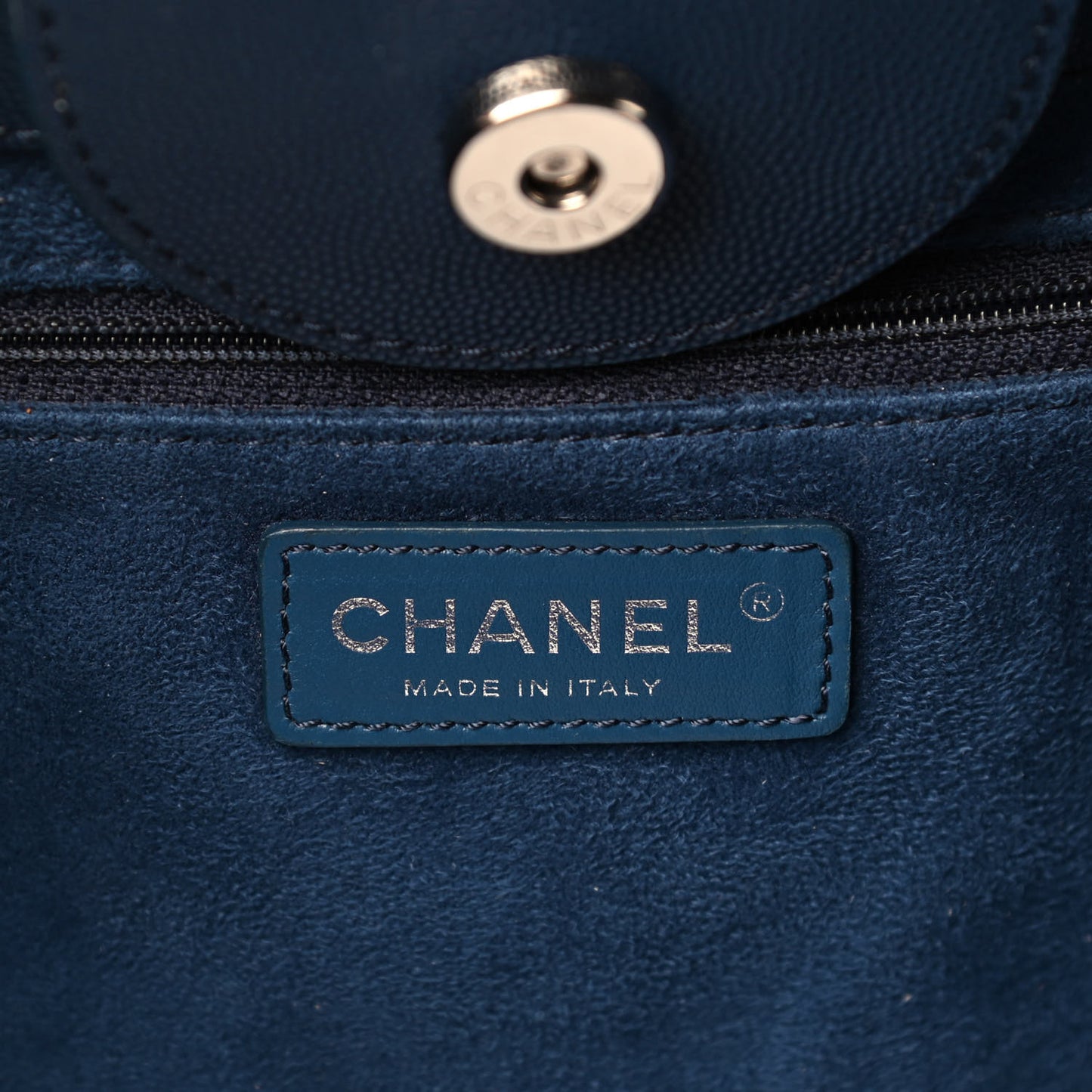 Caviar Medium Studded Deauville Tote Blue