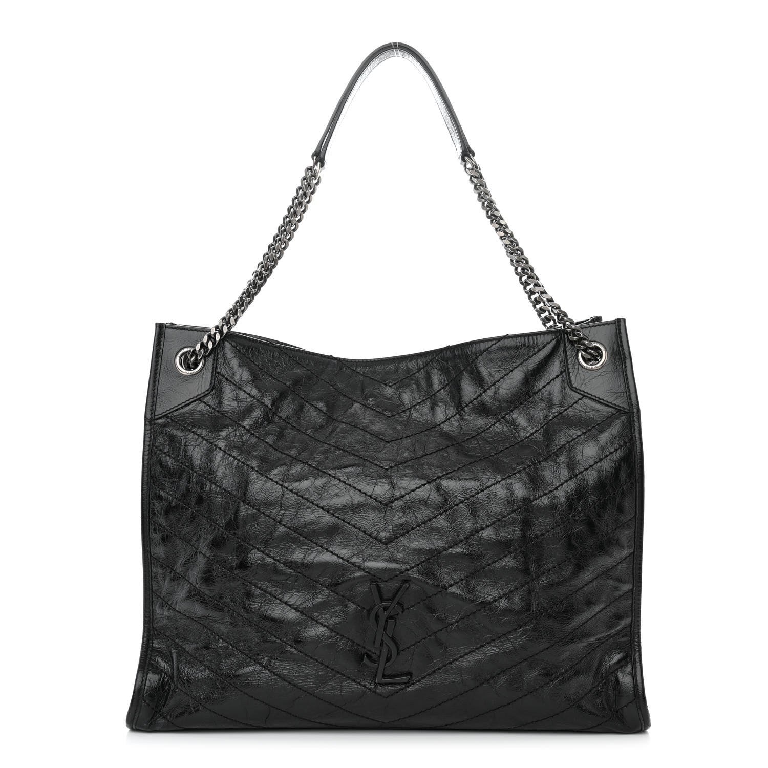 Saint Laurent Crinkled Calfskin Matelasse Monogram Large Niki Shopper Tote Black 1 of 11