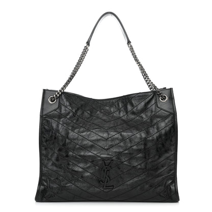 Saint Laurent Crinkled Calfskin Matelasse Monogram Large Niki Shopper Tote Black 1 of 11