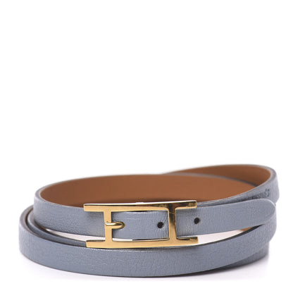 Hermes Swift Hapi 3 MM Triple Tour Wrap Bracelet M Bleu Lin 1 of 6