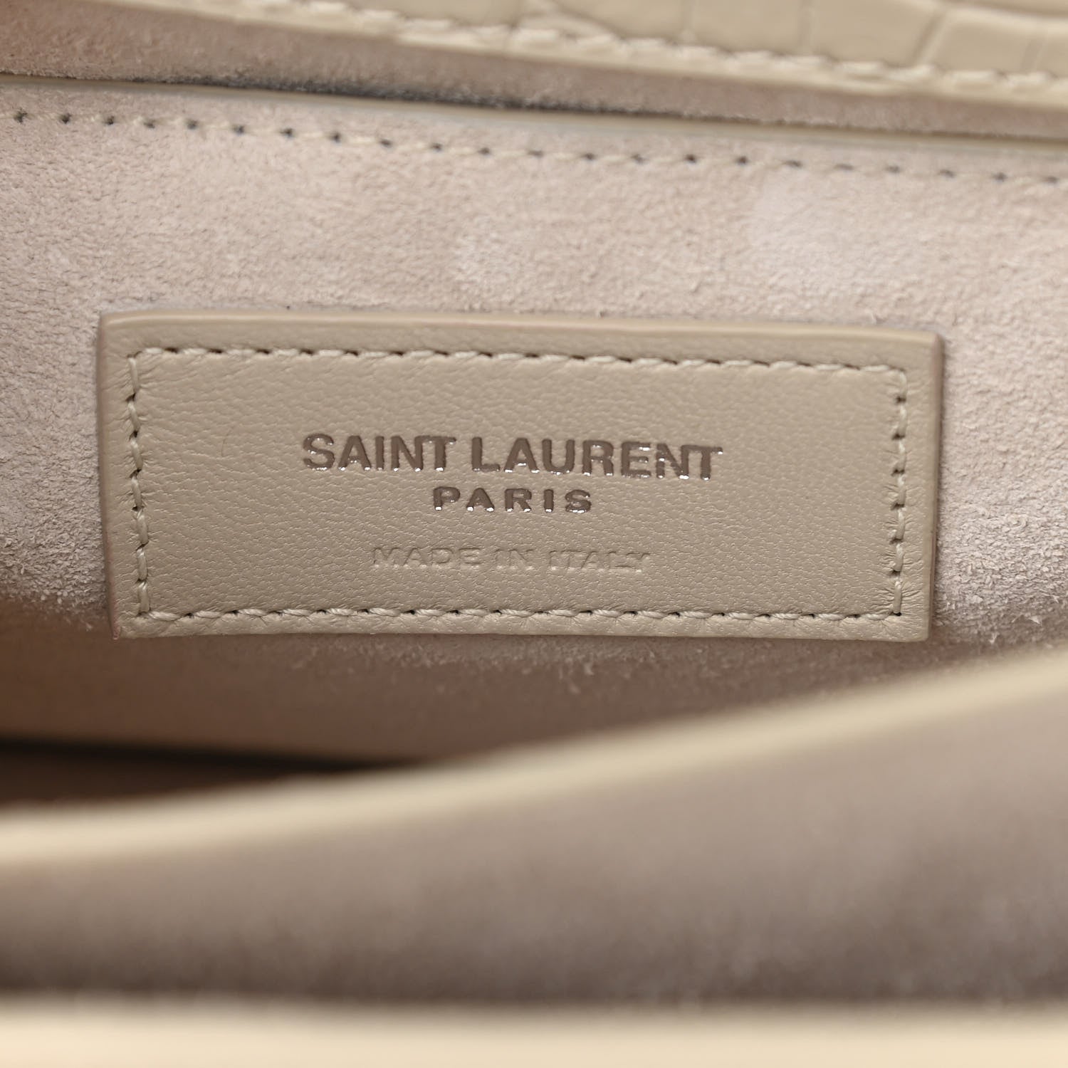 Saint Laurent Calfskin Crocodile Embossed Medium Monogram Sunset Blanc Vintage 8 of 10