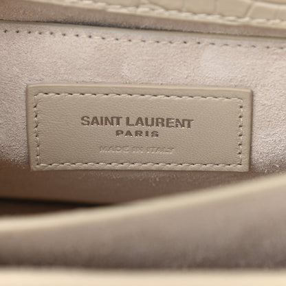 Saint Laurent Calfskin Crocodile Embossed Medium Monogram Sunset Blanc Vintage 8 of 10