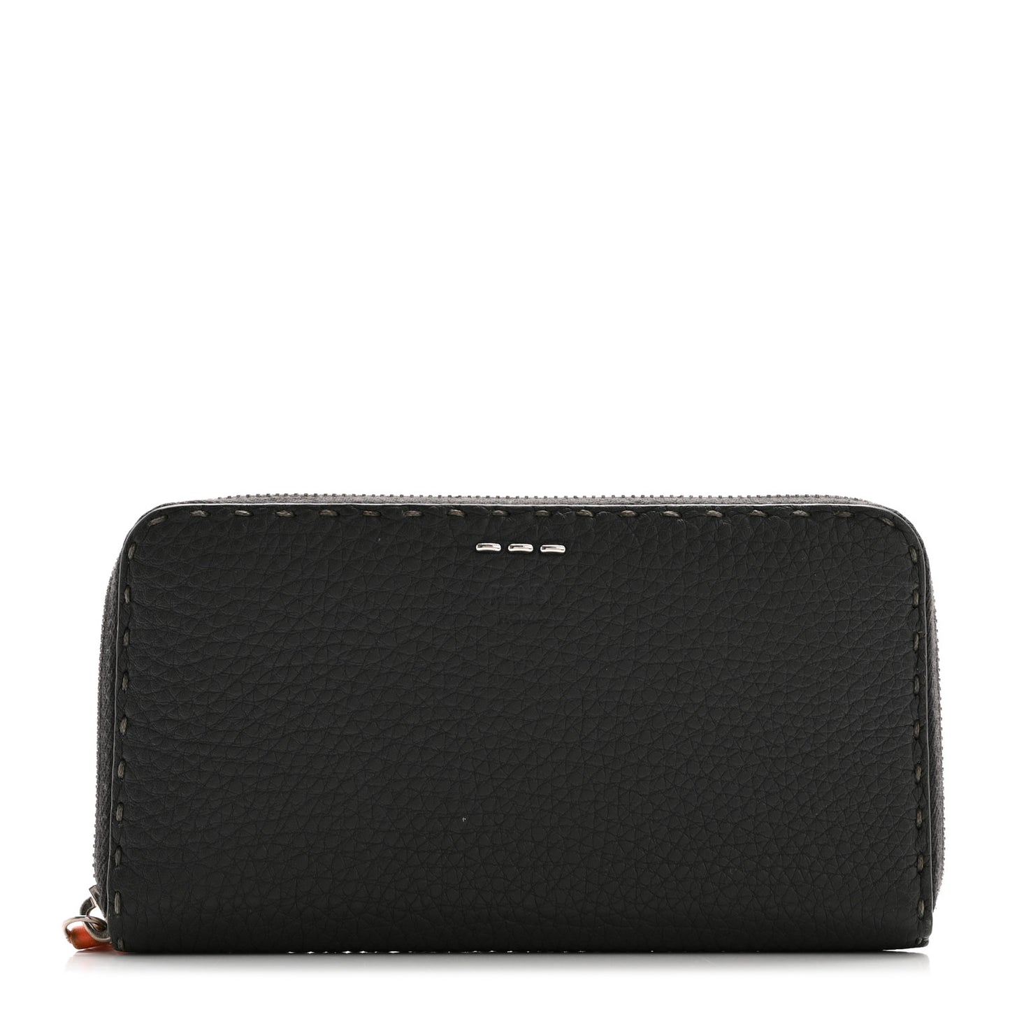 Cuoio Romano Lux Selleria Zip Around Wallet Asfalto Arancio