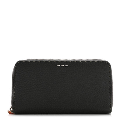 Fendi Cuoio Romano Lux Selleria Zip Around Wallet Asfalto Arancio 1 of 13