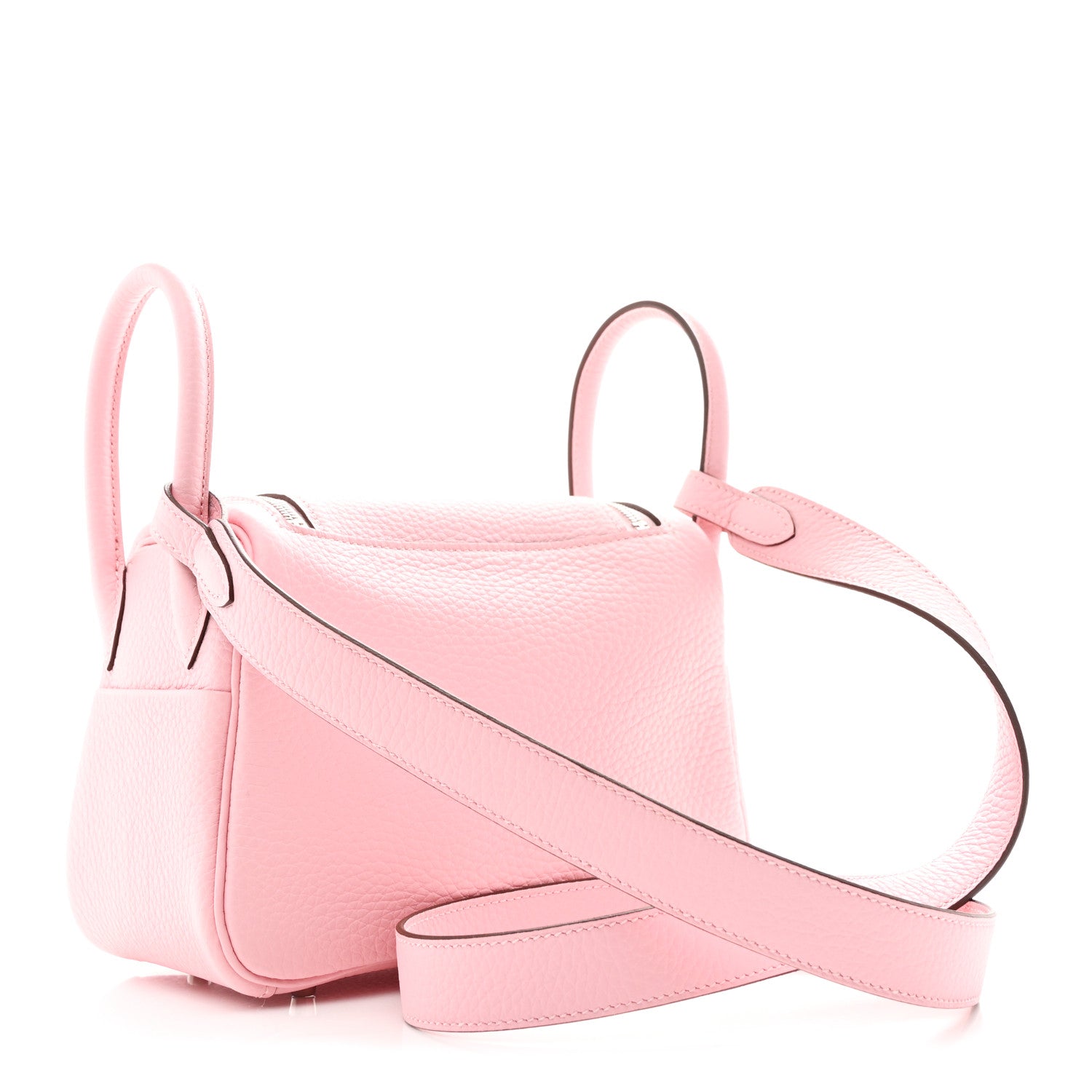 Hermes Taurillon Clemence Verso Mini Lindy 20 Rose Sakura Gris Perle 2 of 11