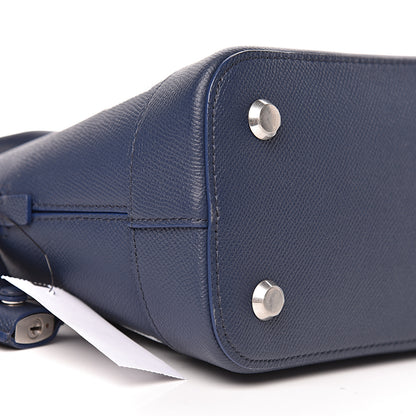 Balenciaga Signature Grained Calfskin Logo S Ville Top Handle Bag Bleu Canopee White 9 of 10