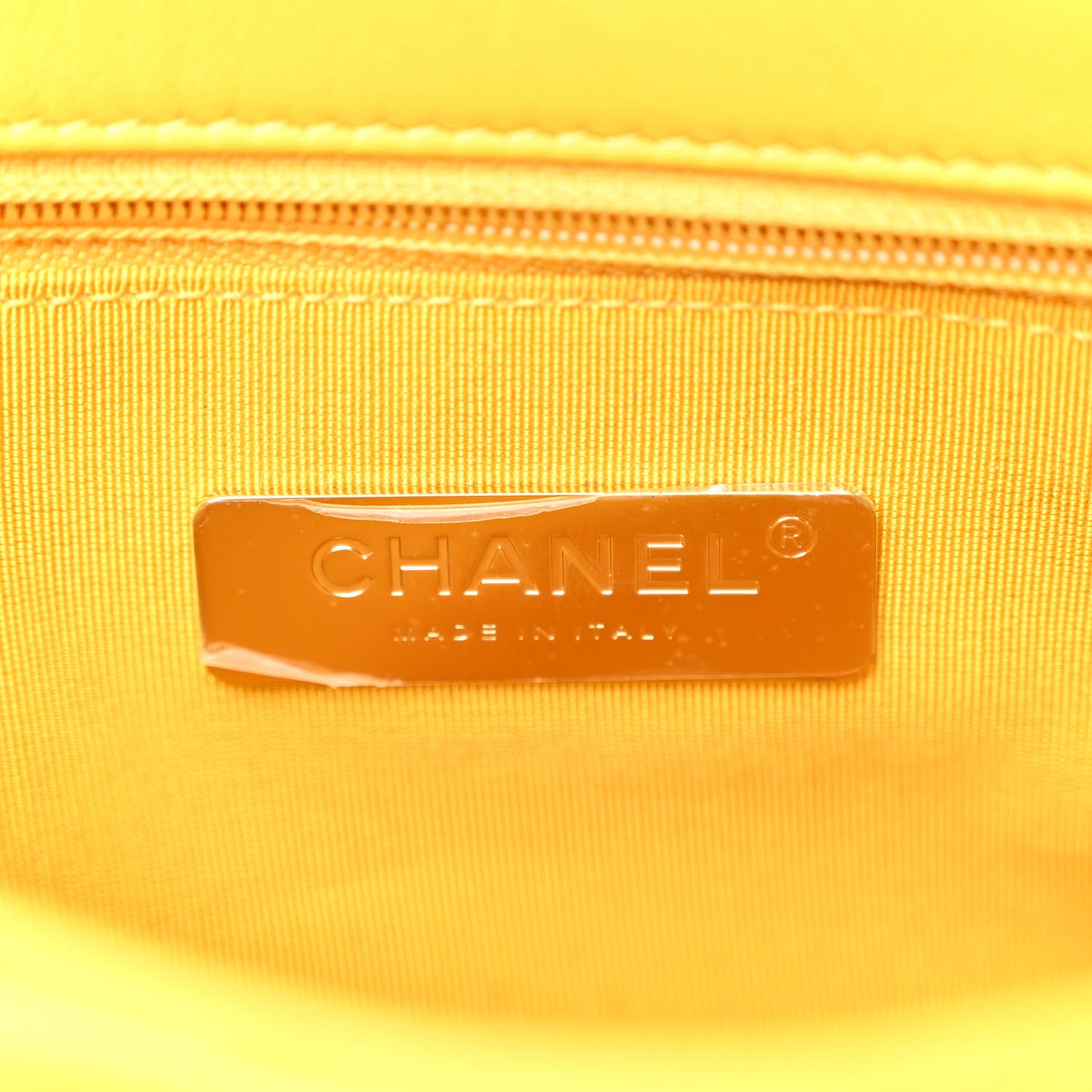 Shiny Goatskin Quilted Medium Chanel 19 Flap Yellow