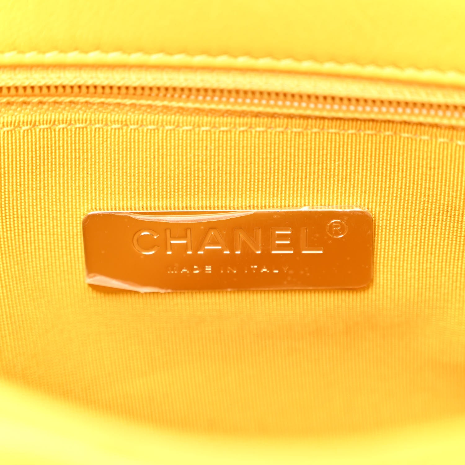 Chanel Shiny Goatskin Quilted Medium Chanel 19 Flap Yellow 6 of 10