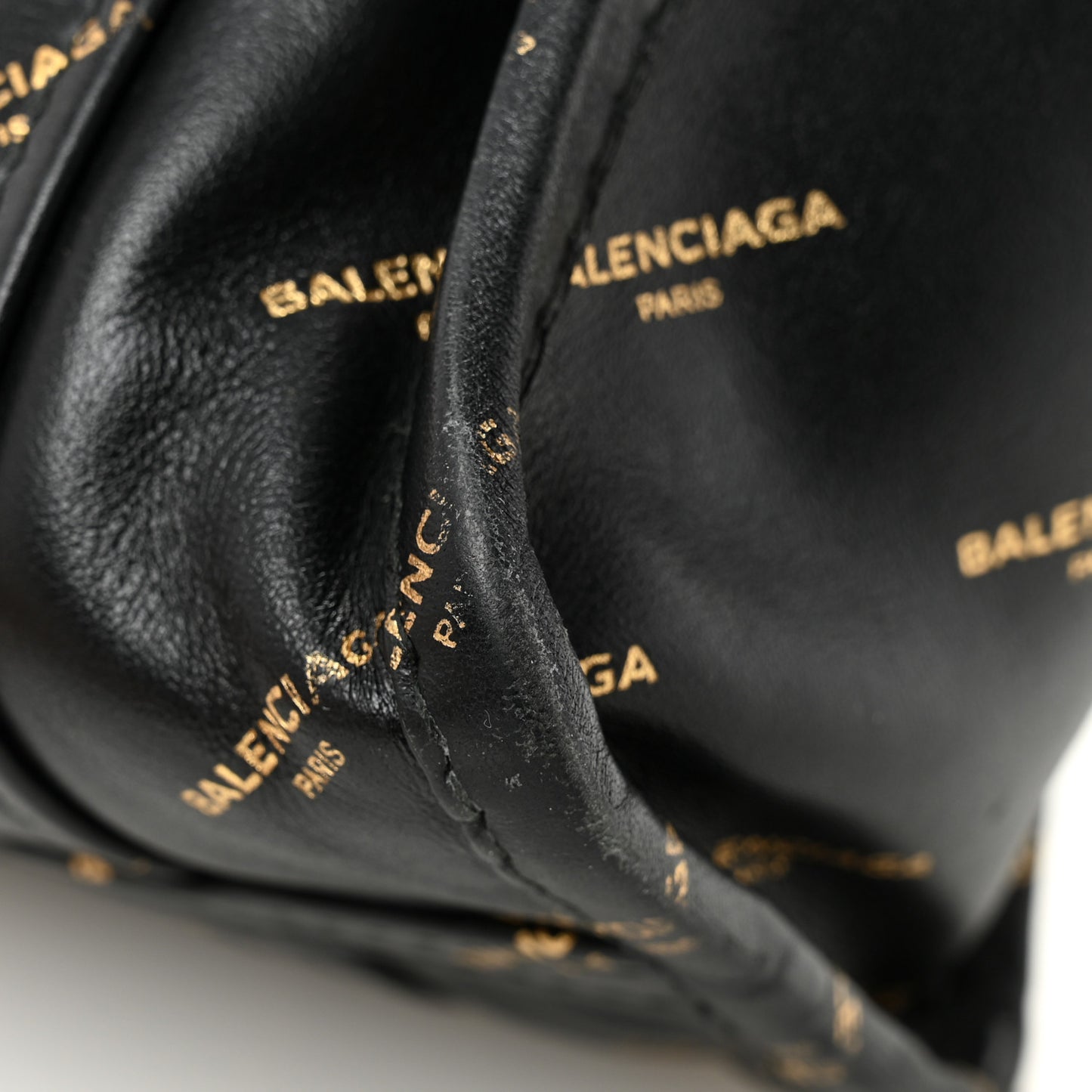 Calfskin Allover Logo XS Bazar Shopper Tote Black Gold