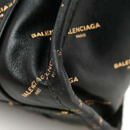 Balenciaga Calfskin Allover Logo XS Bazar Shopper Tote Black Gold 12 of 12