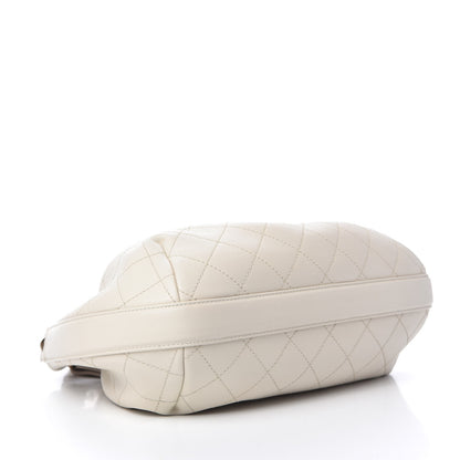 Chanel Calfskin Stitched Medium Drawstring CC Bag Ivory 4 of 9