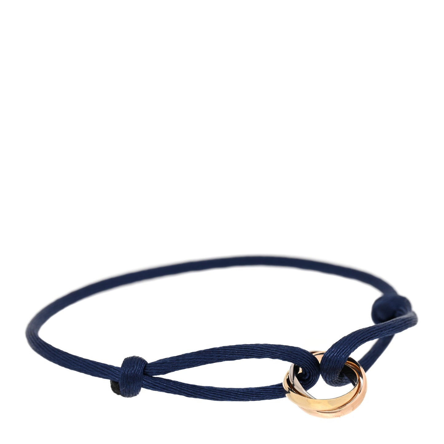 18K Pink Yellow White Gold Trinity Adjustable Cord Bracelet Blue