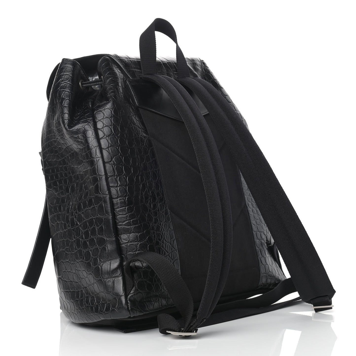 Crocodile Embossed Lambskin Noe Backpack Black