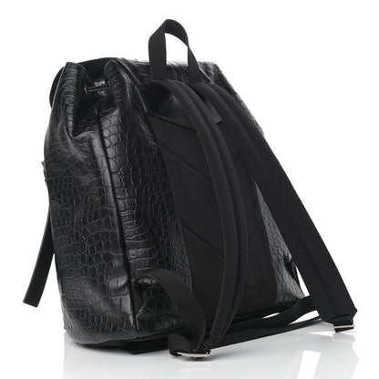 Saint Laurent Crocodile Embossed Lambskin Noe Backpack Black 3 of 9