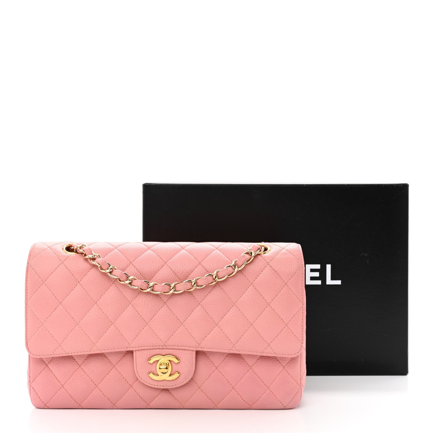 Chanel Caviar Quilted Medium Double Flap Pink 14 of 14