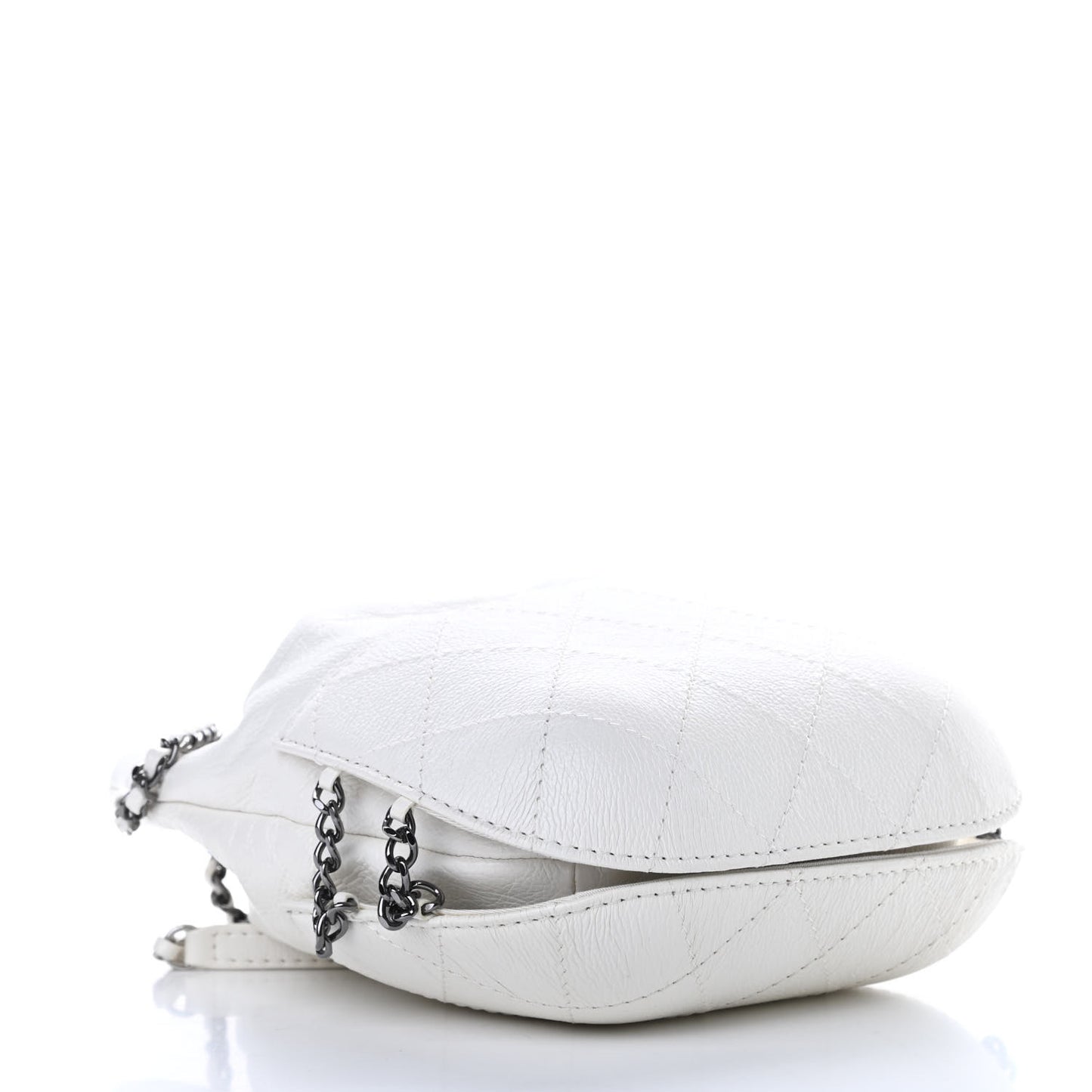 Aged Calfskin Quilted Small Gabrielle Bucket White