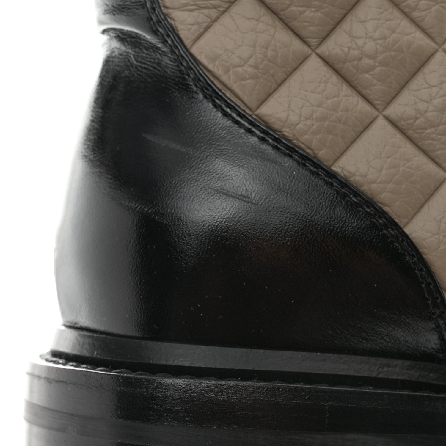 Chanel Calfskin Shiny Calfskin Quilted Lace Up Combat Boots 38.5 Dark Beige Black 12 of 13
