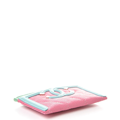 Chanel Caviar Quilted CC Filigree Card Holder Pink Blue Green 4 of 9