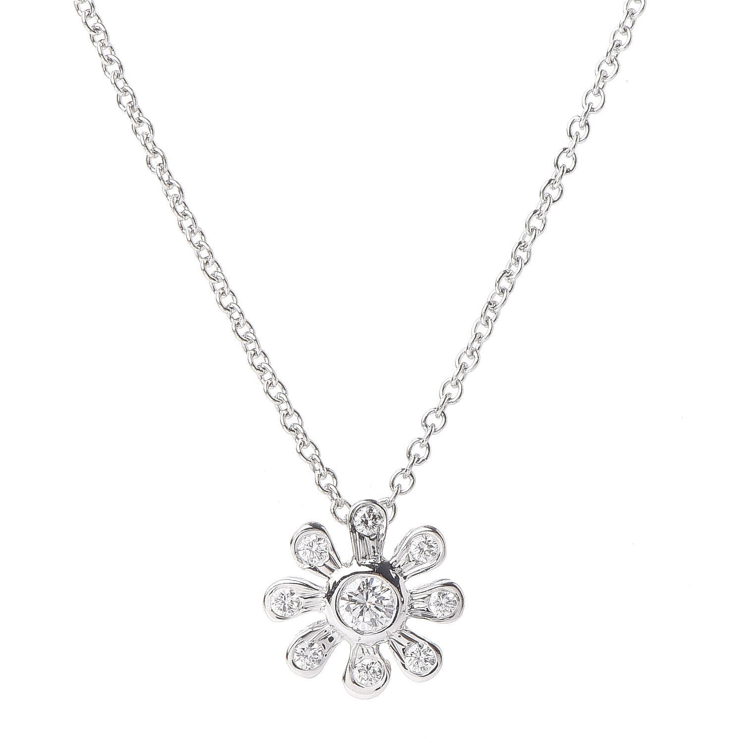 Platinum Diamond Daisy Pendant Necklace
