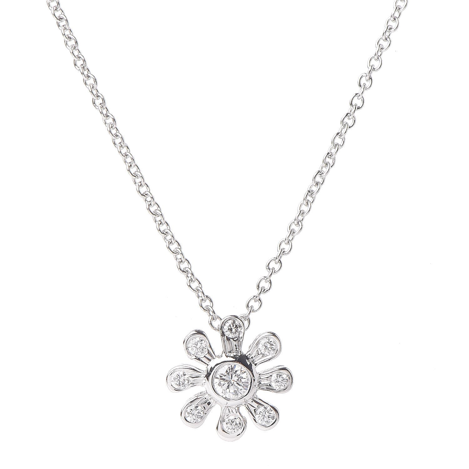 Tiffany Platinum Diamond Daisy Pendant Necklace 4 of 6