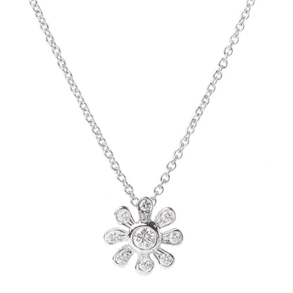 Tiffany Platinum Diamond Daisy Pendant Necklace 4 of 6