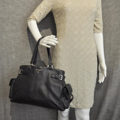 Prada Vitello Daino Shoulder Bag Nero Black 2 of 9