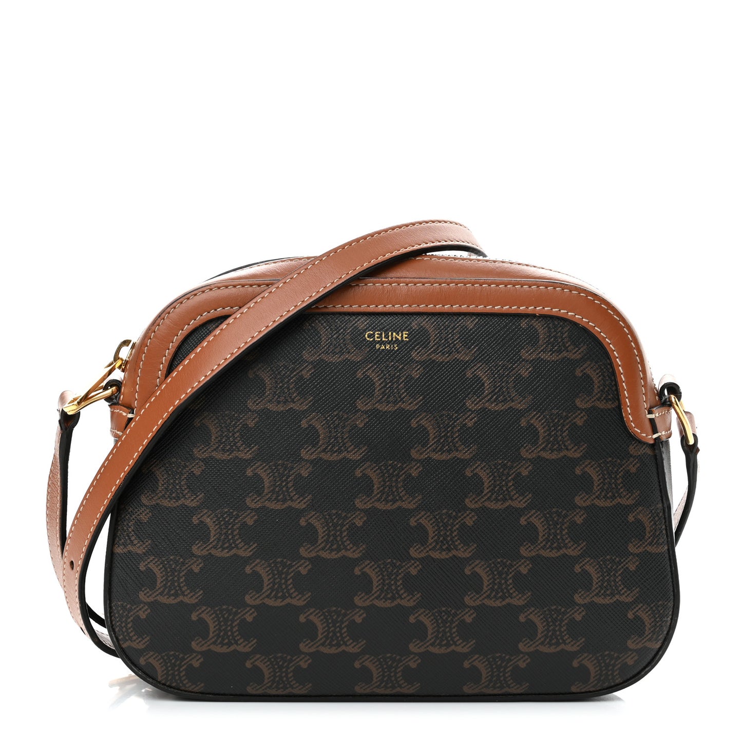 Triomphe Canvas Small Camera Bag Tan