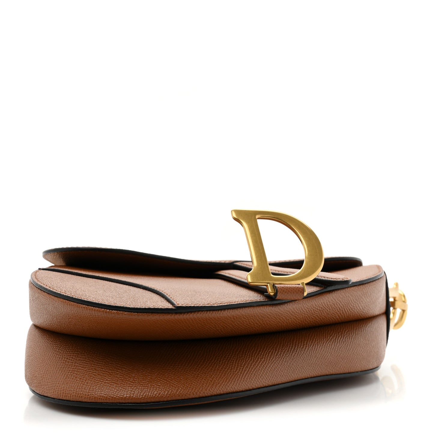 Grained Calfskin Saddle Bag With Strap Camello